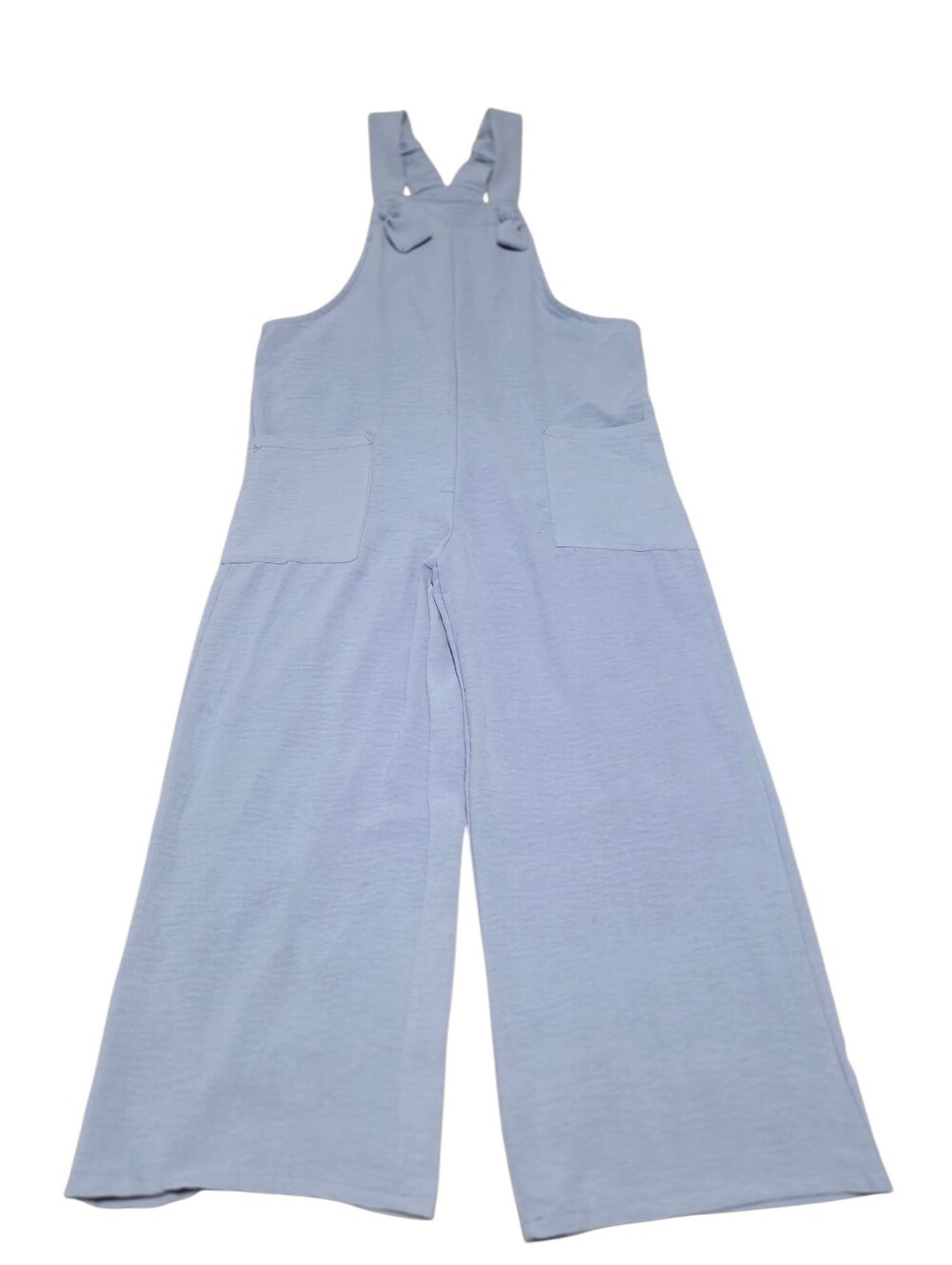 No Comment Girl's Light Blue Soft Bib Overalls With Pockets Size 7/8 EUC
